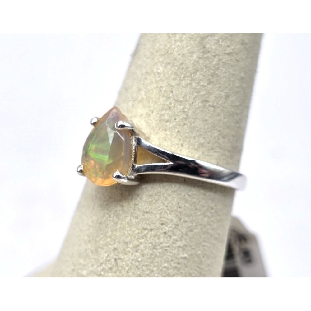 Fire Opal Ring Size 7.75 Teardrop Handmade Sterling‎ Silver 925 Split Shank NWT